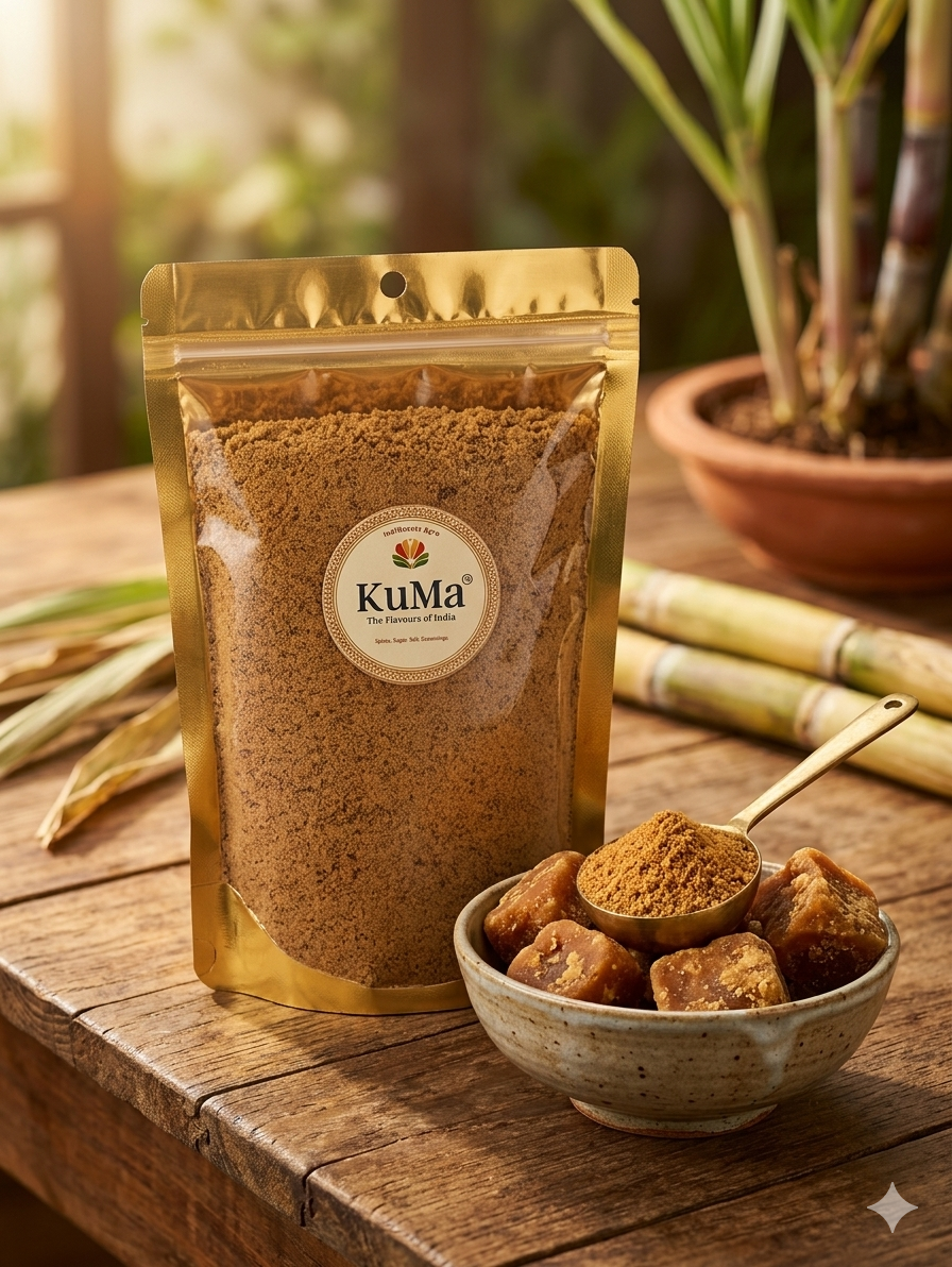 KuMa jaggery powder with jaggery cubes